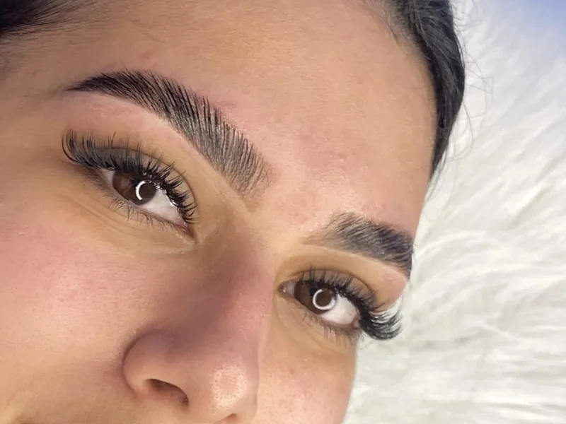 Brow lamination: sobrancelha com os fios alinhados, feita em Barra Velha